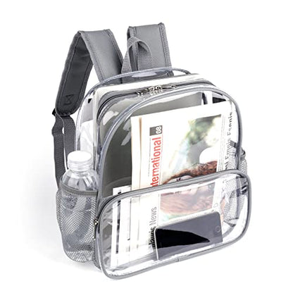 Crosstime Clear Backpack Stadium Approved 12x6x12 - Clear Bag with Reinforced Straps, Durable PVC for Stadium Events, Sports, Festivals, Concerts, Games, Women & Men - Gray - color: Grey