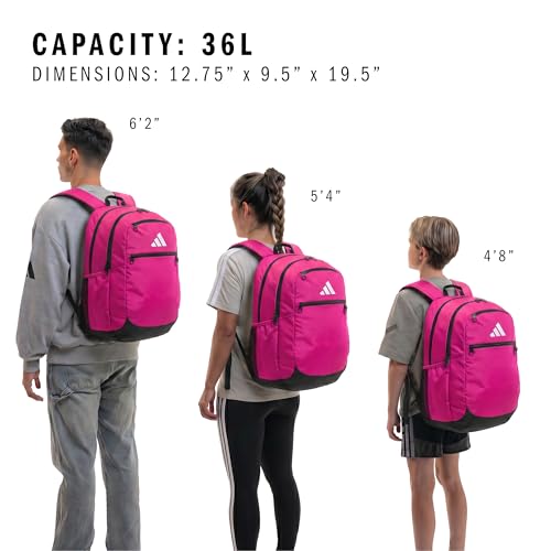 adidas Striker 3 Team Sports Backpack – Daypack for Sports Gym Travel, 36L, Shock Pink, OSFA - color: Shock Pink