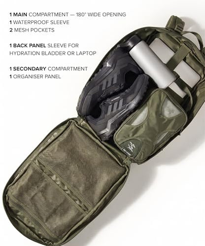 Falko Tactical Backpack for Men and Women 50L Backpack 2.4x Stronger Large Military Molle Rucksack, Bugout Backpack Outdoors - color: Ranger Green