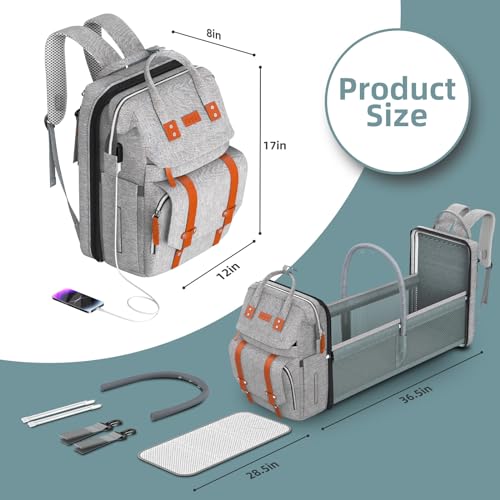 ISMGN Diaper Bag Backpack with Changing Station, Large Diaper Bag, Baby Bag, Multifunctional Diaper Bag, Gray - color: Upgrade Dark Grey