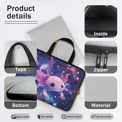 Cute Axolotl 12 Inch Laptop Handle Bag Computer Protect Case Pouch Holder Galaxy Space Notebook Sleeve Neoprene Cover Soft Carring Travel Case for Chromebook Computer Briefcase - color: Cute Axolotl Galaxy Space, size: 12 inch