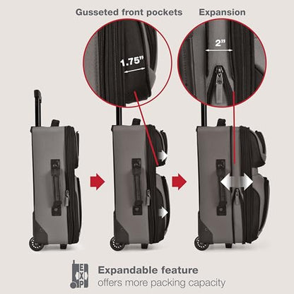 U.S. Traveler Rio Lightweight Softside Rolling Carry-on Suitcase, 2-Wheel Set, Grey - color: Grey, size: 21"/14"