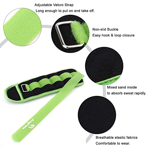 Ankle Weights for Women, Men and Kids - 1/2/3/4/6/8/10/12/15/20 LBS 1 Pair Strength Training Wrist/Leg/Arm Weight with Adjustable Strap for Jogging, Gymnastics, Aerobics, Home Fitness, Physical Therapy - style: 2Lbs Pair (1lb x 2) - Green