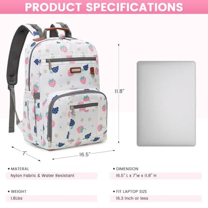 Diaper Bag Backpack, Large Baby Nappy Bags with Portable Changing Pad for Boys and GirlsMultifunction Travel Baby Bag for Moms Dads, Shower Gifts Waterproof and Stylish - color: Berry White