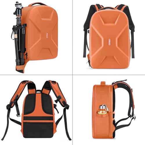 MOSISO Camera Backpack, DSLR/SLR/Mirrorless Photography Camera Bag 15-16 inch Waterproof Hardshell Case with Tripod Holder&Laptop Compartment Compatible with Canon/Nikon/Sony, Orange - color: Orange