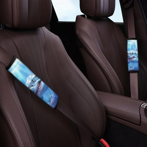 Dreaweet Car Seat Belt Pads Cover Shark Car Accessories Blue Seat Belt Shoulder Strap Covers 2 Pcs Soft Seatbelt Covers for Kids Boys - color: Shark