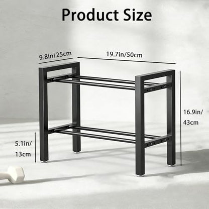 Dumbbell Storage Rack, Weight Rack for Dumbbells, 2 Tier Adjustable Kettlebell Rack Shelf Weight holder for Home Gym Heavy-Duty Space-Saving (Rack Only) - size: 20IN