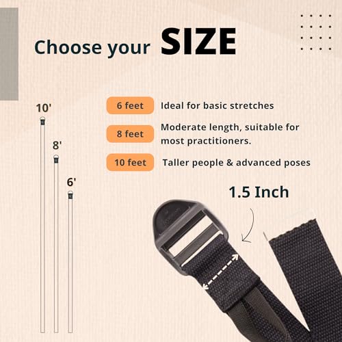 Everyday Yoga Super Strong Strap, Quiet Cinch Buckle, Stretching & Physical Therapy Fitness, Improve Flexibility - size: 6 Foot