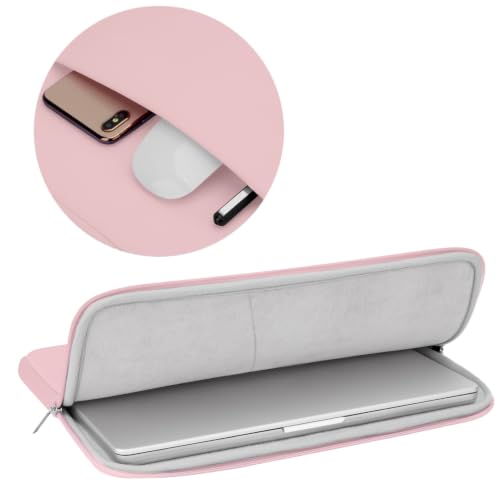 RAINYEAR 13 Inch Laptop Sleeve with Pocket & Accessories Pouch, Light Pink - color: Light Pink(Upgraded Version), size: 13"