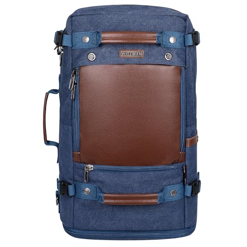 WITZMAN Travel Backpack for Men Women Carry on Luggage Backpack Canvas Rucksack Duffel bag with Shoe Compartment（A2021 big size Blue） - color: 22.5 Inch Blue