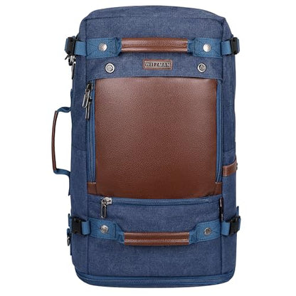 WITZMAN Travel Backpack for Men Women Carry on Luggage Backpack Canvas Rucksack Duffel bag with Shoe Compartment（A2021 big size Blue） - color: 22.5 Inch Blue