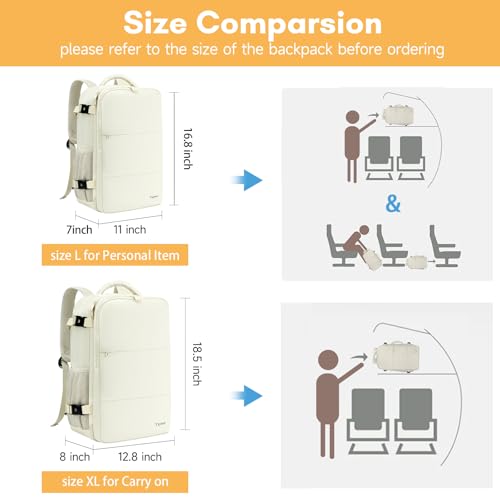 Taygeer Travel Backpack for Women, Carry On Backpack with Shoe Pouch, TSA 15.6" Laptop Back Pack Flight Approved, College Gym Bag Casual Daypack for Weekender Business Hiking,Beige | TSA 15.6" Laptop Back Pack Flight Approved, College Gym Bag Casual Daypa