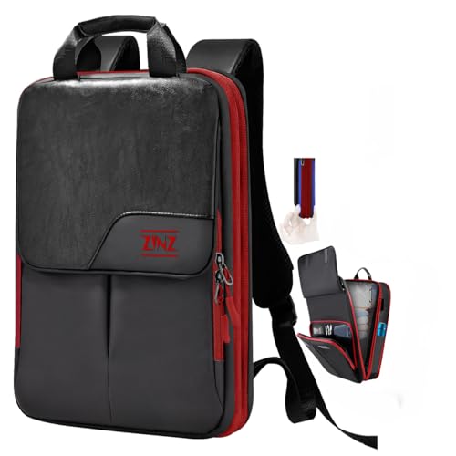 ZINZ Slim & Expandable Laptop Backpack 15.6 16 17 inch Travel Business Backpack Water-Resistant Daypack for Men and Women，Black red - color: B01rd01