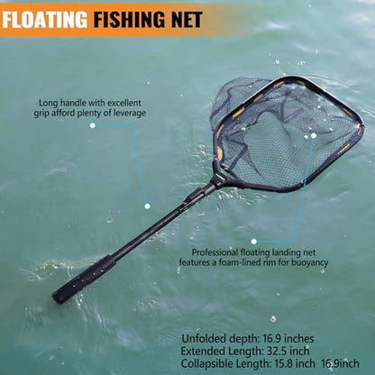 PLUSINNO Fishing Gear,Fishing Backpack with Floating Fishing Net,Tackle Boxes,Waterproof Fishing Tackle Bag,Fishing Gifts for Men - color: Khaki Camo Backpack With Fishing Net