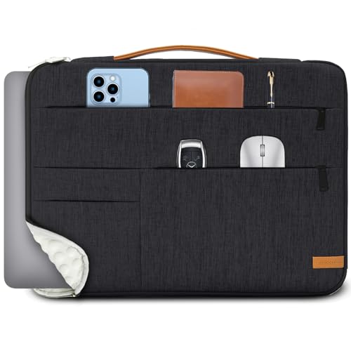 KINGSLONG 13.3 inch Laptop Sleeve Bag, Slim Shockproof Handbag, Computer Carrying Case Cover Compatible with MacBook Air/Pro,Acer Asus Dell HP Black - color: Black, size: 13 inch