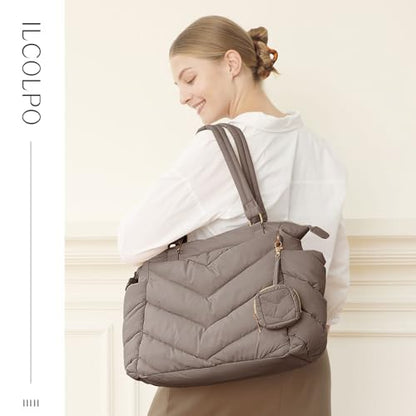 Diaper Bag Tote, Diaper Bag Backpack,Puffer Tote Bag with Pacifier Case, Lightweight Mommy for Hospital, Puffy with 10 Pockets, Convertible Baby for Travel,Khaki - color: Khaki