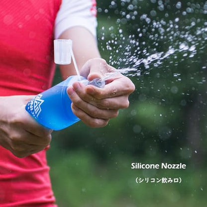 TRIWONDER TPU Soft Folding Water Bottles BPA-Free Collapsible Flask for Hydration Pack - Ideal for Running Hiking Cycling Climbing (450ml/15.22oz - Pack of 2) - color: 450ml/15.22oz - Pack of 2