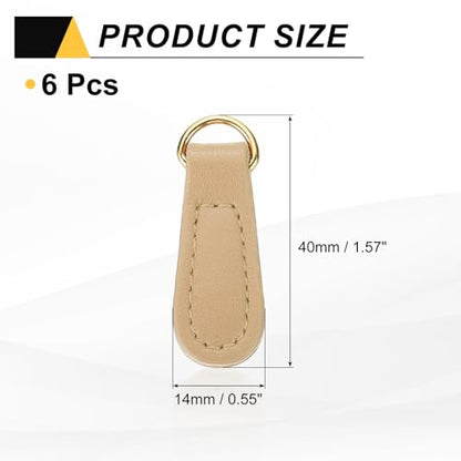 uxcell 6pcs Zipper Pull, 1.57 Inch Leather Zip Puller Zipper Replacement Repair Kit Head Handle for Luggage Clothing Jackets Backpacks Boots, Beige - color: Beige