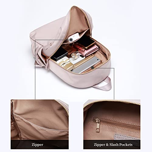 GOLF SUPAGS Stylish Laptop Backpack Purse for Women Girls Casual Travel Daypack Mini Backpack Handbag Nylon Bookbag - color: Soft Pink