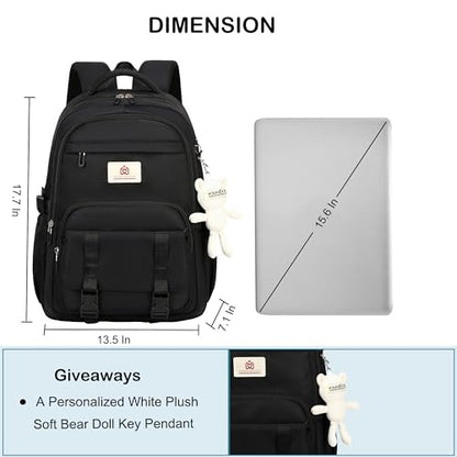 Hidds College Backpack Laptop Backpacks 15.6 Inch for Men Women Elementary Middle High School Book Bag For Teens Girls Boys Student Anti Theft Travel Daypack Large Bookbags-Black - color: Black