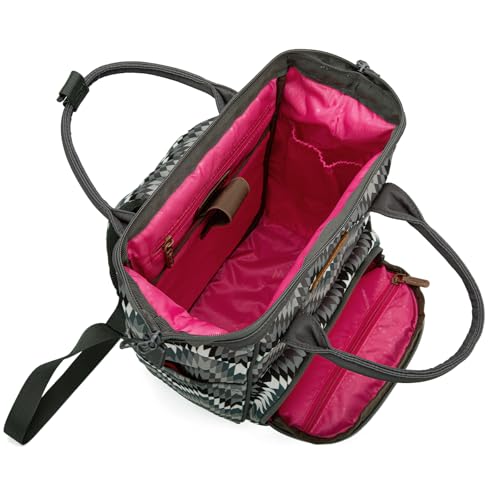 Montana West Wrangler Aztec Callie Diaper Bag Backpack with Stroller Straps Multifunction Baby Travel Bag WG2211-9110BK - color: Classic Stripe Black
