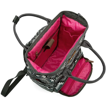Montana West Wrangler Aztec Callie Diaper Bag Backpack with Stroller Straps Multifunction Baby Travel Bag WG2211-9110BK - color: Classic Stripe Black