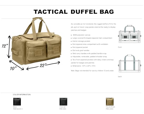 Tactical Gear bag Heavy Duty Duffel Gym bag/Tactical Backpack Custom Embroidered with your own text (Black - Duffel Bag) - color: Black - Duffel Bag