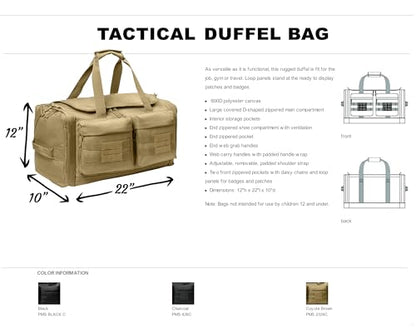 Tactical Gear bag Heavy Duty Duffel Gym bag/Tactical Backpack Custom Embroidered with your own text (Charcoal - Duffel Bag) - color: Charcoal - Duffel Bag
