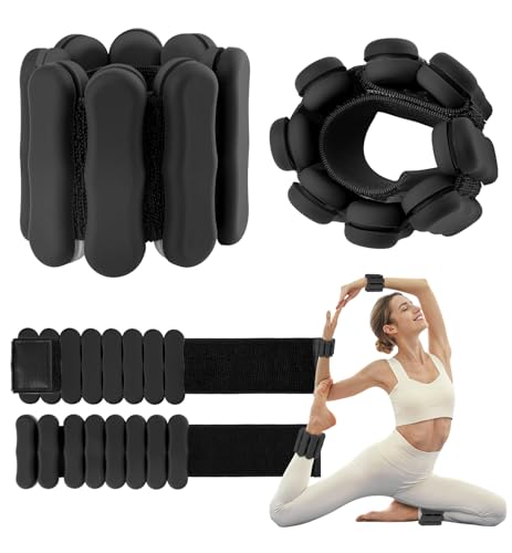 Ankle and Wrist Weights for Women & Men, Adjustable Arm & Leg Weights Set of 2 (1 lb/2 lb Each) Soft Silicone Weighted Bands Weighted Bracelet for Pilates Yoga Dance Walking Running Swimming Water Pool Home Gym Fitness Workout Jogging Gymnastics Aerobics