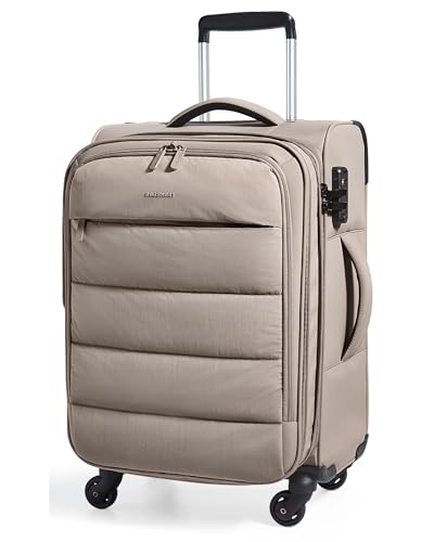 BAGSMART Carry On Luggage 22x14x9 Airline Approved, 20 Inch Soft Suitcase with Wheels, Lightweight Spinner Carry on Suitcase with PVC Wet/Dry Pockets for Short Trip, Camel - color: Camel, size: 20-inch