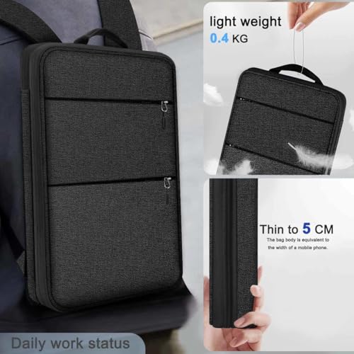 ZINMARK Slim Expandable Laptop Backpack with Small Case for 15-16 inch, Spill-Resistant Notebooks Bag Case for College Business for Men Women，Black - color: Black