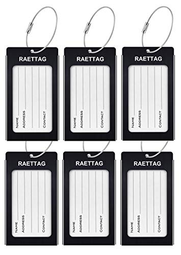 Luggage Tags Metal Suitcase Tags Travel Bag ID Identifier Luggage Tag (Black 6-Pack) - color: Black 6-pack