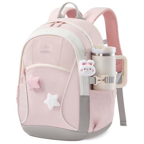 LOVEVOOK School Backpack for Teen Girls & Kids, Lightweight Large Capacity Waterproof Bookbag with 15.6" Laptop Compartment, Cute Ergonomic Bag for Elementary Middle School Students - color: Pink, size: 15.6 inch