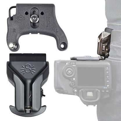 SPIDER HOLSTER – Clip-on Camera Holster and Camera Plate with Durable Stainless Steel Pin – Compatible with Any Belt - color: Silver
