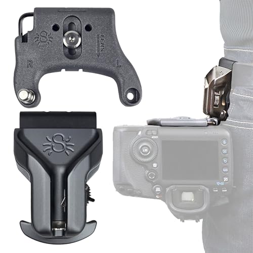 SPIDER HOLSTER – Clip-on Camera Holster and Camera Plate with Durable Stainless Steel Pin – Compatible with Any Belt - color: Silver