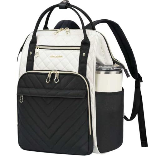 KROSER Laptop Backpack 17" Stylish Backpack Water Repellent College Casual Daypack Travel Business Work Bag for Men/Women-Beige/Black - color: Beige/Black, size: 17 inch