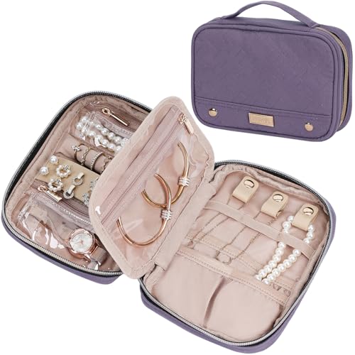 NISHEL Travel Jewelry Case, Holiday Organizer for Necklaces, Earrings, Rings, Bracelets, Watch,Small,Purple - color: Purple, size: Small