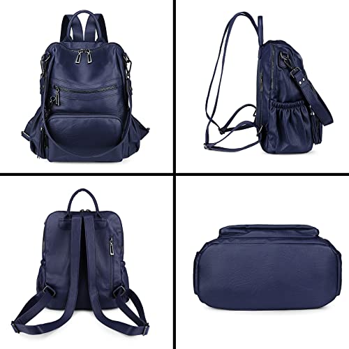 Uromee Travel Backpack Purse for Women Vegan Leather Ladies Fashion Tassel Shoulder Bag Convertible - color: 0243 Royal Blue