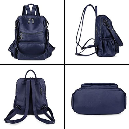 Uromee Travel Backpack Purse for Women Vegan Leather Ladies Fashion Tassel Shoulder Bag Convertible - color: 0243 Royal Blue
