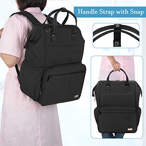 LoDrid Nurse Backpack, Heavy Duty Work Backpack for Men & Women, Steel Frame Top, 15.6" Laptop Layer, Zip-Top Closure & Inner Padded, Black - color: Black