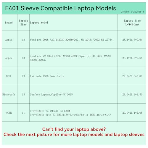 Smatree Elite Laptop Sleeve for 13 inch Apple ipad air M2 2024 A2899/ipad pro M4 2024 A2926/2022 M2 A2764/2021, DELL Latitude, Microsoft Surface, ACER, Protective Laptop Case with Pocket(E401) - size: 13 inch/E401/Size: 30.2*22.2cm