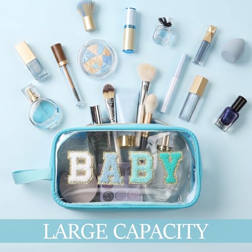 Kacctyen Baby Toiletry Bag Clear Diaper Bag Baby Bottle Travel Pouch Diaper and Wipes Organization Chenille Letter Cosmetics Nylon Waterproof Travel Pouch for Women - color: Blue, style: Baby