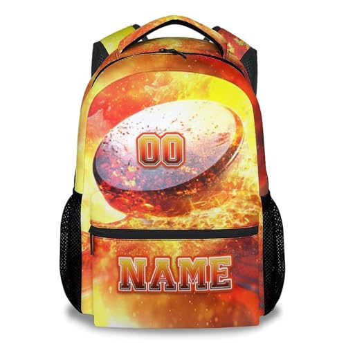 School Backpack, Personalized Hockey Backpacks for Boys, Ice Hockey Bookbag for Middle School, 17 Inch Custom Sport Schoolbags with Name, Large Capacity - color: Color-5