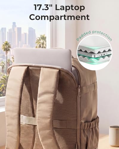 BAGSMART 35L Travel Backpack for Women & Men Fits 17-Inch Laptop, Airline Approved Carry On Backpack with Wet Pocket & Shoe Pouch, Water-Resistant Personal Item Travel Bag, Black - color: Black