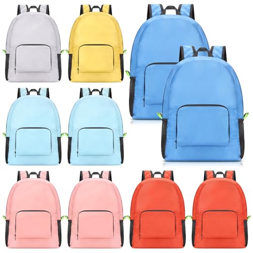 Jexine 10 Pcs Backpacks in Bulk 16.5 Inches Back Pack Basic Backpack for Adult Lightweight Outdoor Travel Book Bags(Sunny Pastel) - color: Sunny Pastel