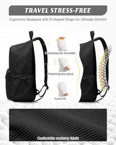 Classic Black Backpacks For School Teens Girls Boys, Lightweight Casual Daypacks Middle Students Backpck, Cute High School Bookbag, Simple College Backpack for Women Men - color: Black