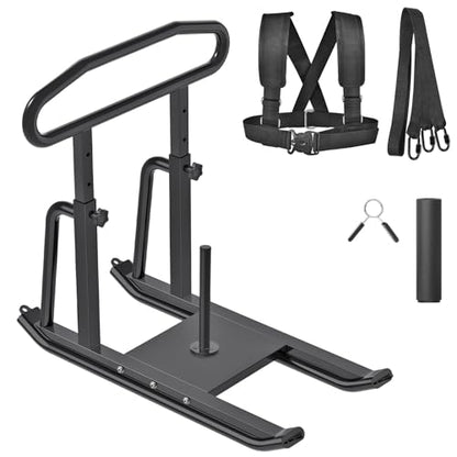Dolibest Weight Sled, Fitness Sled, Workout Sled for Fitness Strength Training and Speed Improvement, Push-Pull Prowler Training, Suitable for 1-2" Weight Plates, Black - color: Black Height-adjustable Push-Pull Sled