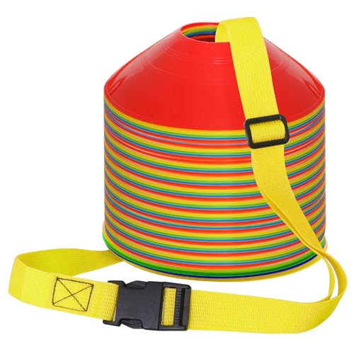 6.5 Feet Strap Cone Carrier Sport Cone Carrying Strap Adjustable Agility Disc Cone Strap Carrier for Storage & Travel with Quick Snap Closure - color: Yellow
