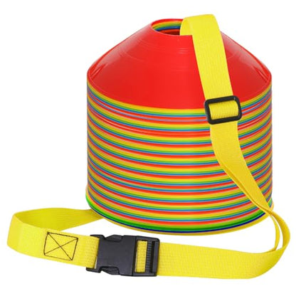 6.5 Feet Strap Cone Carrier Sport Cone Carrying Strap Adjustable Agility Disc Cone Strap Carrier for Storage & Travel with Quick Snap Closure - color: Yellow
