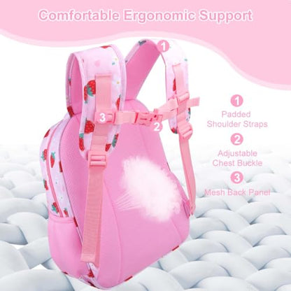 RHCPFOVR Kids Backpack for Girls - Girls Backpack 3-8 Ages Strawberry for Kids 15 Inch School Bookbag for Kindergarten Elementary School Bookbag for Girl 1st 2nd Grade - style: Pink Strawberry